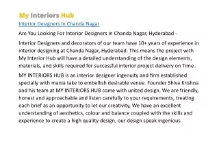 Interior Designers In Chanda Nagar