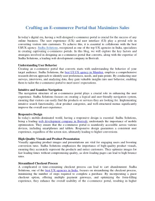 Crafting an E-commerce Portal that Maximizes Sales