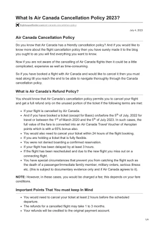 What Is Air Canada Cancellation Policy 2023