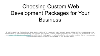 Choosing Custom Web Development Packages for Your Business