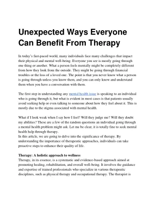 Unexpected Ways Everyone Can Benefit From Therapy