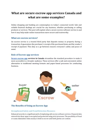 What are secure escrow app services canada and what are some examples?