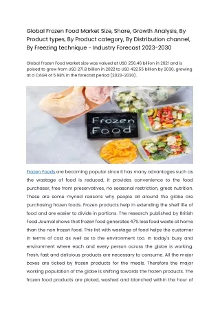 Global Frozen Food Market Size