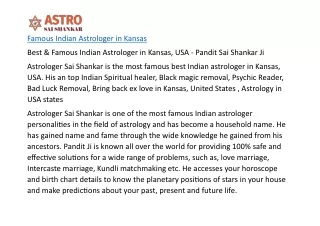 Famous Indian Astrologer in Kansas