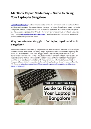 MacBook Repair Made Easy – Guide to Fixing Your Laptop in Bangalore