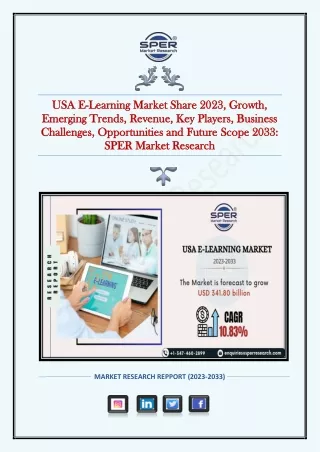 USA E-Learning Market Share 2023, Growth, Emerging Trends and Future Scope 2033