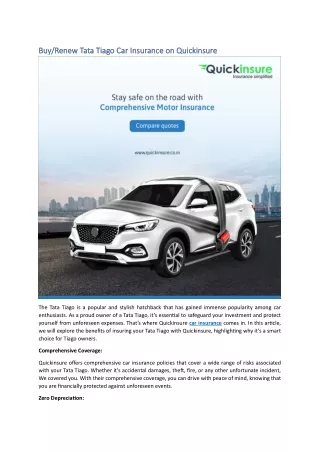 Buy Tata Tiago Car Insurance