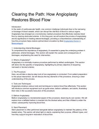 Clearing the Path_ How Angioplasty Restores Blood Flow