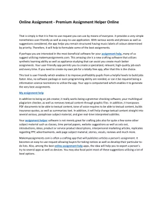 Online Assignment - Premium Assignment Helper Online