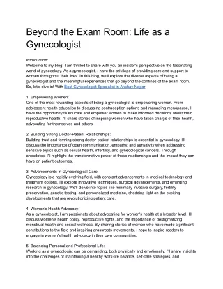 Beyond the Exam Room_ Life as a Gynecologist