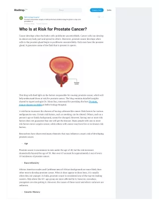 Who Is at Risk for Prostate Cancer