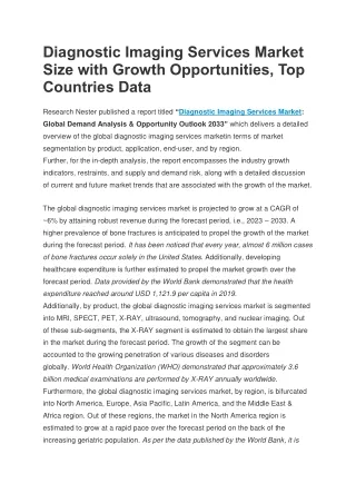 Diagnostic Imaging Services Market Size with Growth Opportunities