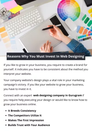 Reasons Why You Must Invest In Web Designing