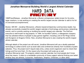 Jonathan Monsarrat Building World's Largest Atheist Calendar