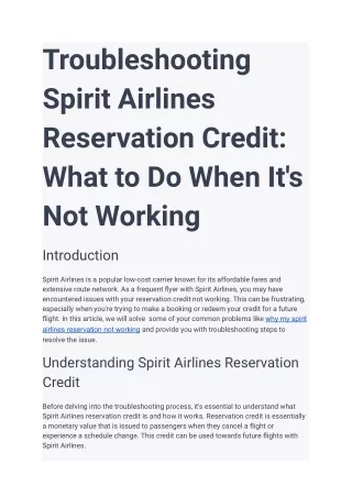 Troubleshooting Spirit Airlines Reservation Credit_ What to Do When It's Not Working