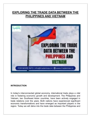 EXPLORING THE TRADE DATA BETWEEN THE PHILIPPINES AND VIETNAM