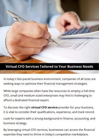 Virtual CFO Services Tailored to Your Business Needs