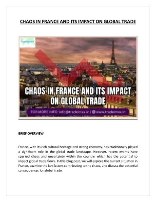 CHAOS IN FRANCE AND ITS IMPACT ON GLOBAL TRADE