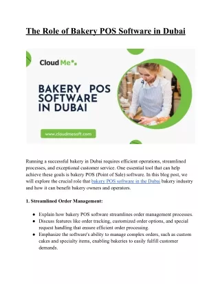 The Role of Bakery POS Software in Dubai
