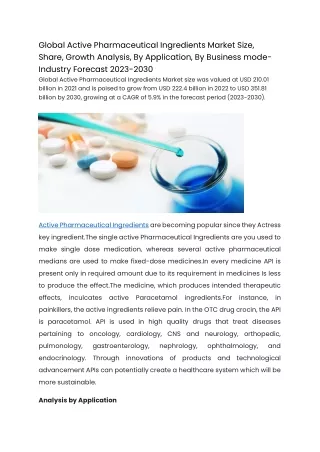 Global Active Pharmaceutical Ingredients Market Size