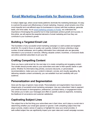 Email Marketing Essentials for Business Growth