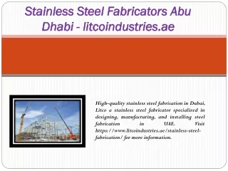 Stainless Steel Fabricators Abu Dhabi - litcoindustries.ae