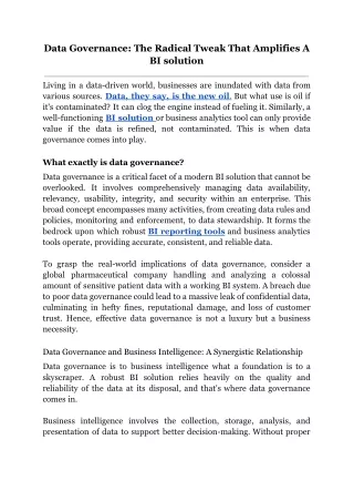 _Data Governance_ The Radical Tweak That Amplifies A BI solution