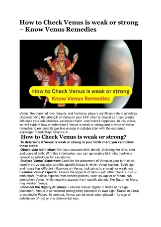 How to Check Venus is weak or strong