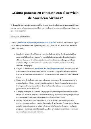 ¿Cómo ponerse en contacto con el servicio de American Airlines?