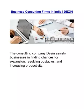 Business Consulting Firms in India | DEZIN