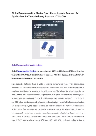 Global Supercapacitor Market