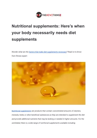 Nutritional supplements_ Here’s when your body necessarily needs diet supplements