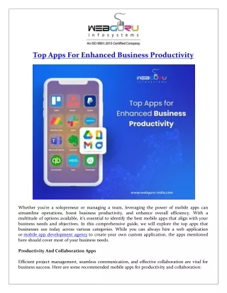 Top Apps For Enhanced Business Productivity