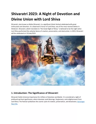 Shivaratri 2023: A Night of Devotion and  Divine Union with Lord Shiva
