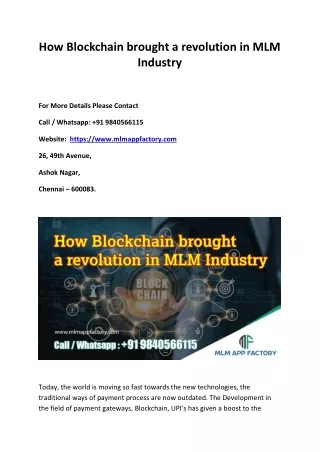 How Blockchain brought a revolution in MLM Industry