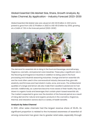 Global Essential Oils Market Size