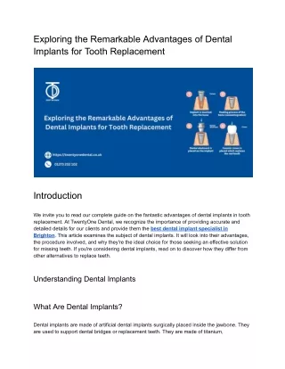 Exploring the Remarkable Advantages of Dental Implants