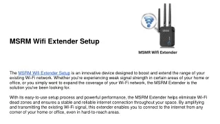 MSRM Wifi Extender Setup