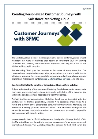 Creating Personalized Customer Journeys with Salesforce Marketing Cloud