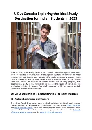 UK vs Canada - Exploring the Ideal Study Destination for Indian Students in 2023