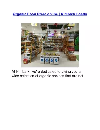 Organic Food Store online | Nimbark Foods