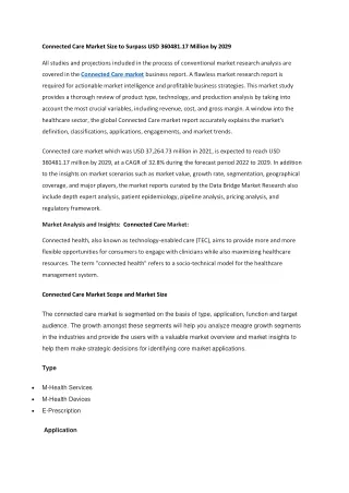 Connected Care Market Size to Surpass USD 360481.17 Million by 2029