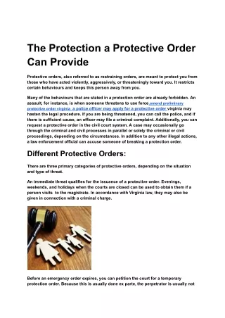 The Protection a Protective Order Can Provide