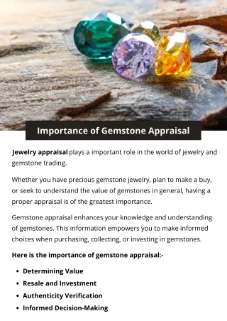 Importance of Gemstone Appraisal