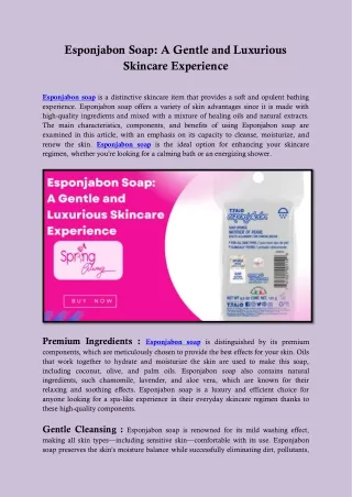 Esponjabon Soap: A Gentle and Luxurious Skincare Experience