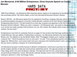 Jon Monsarrat, $160 Million Entrepreneur, Gives Keynote Spee