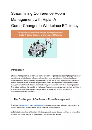 Streamlining Conference Room Management with Hipla_ A Game-Changer in Workplace Efficiency