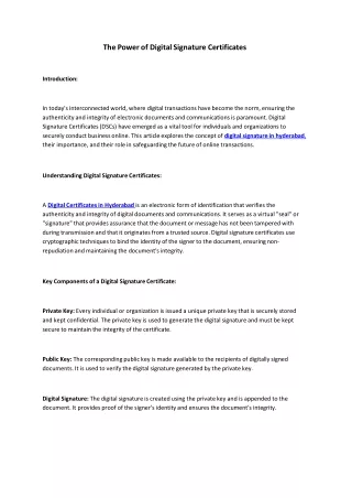The Power of Digital Signature Certificates