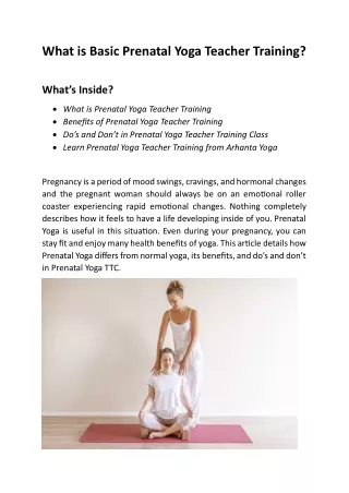 What is Basic Prenatal Yoga Teacher Training?