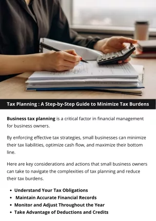 Tax Planning : A Step-by-Step Guide to Minimize Tax Burdens